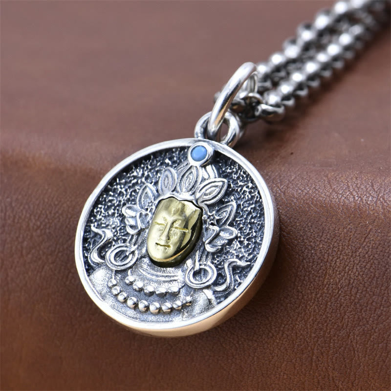 Nimara Ritual 925 Sterling Silver Green Tara Double Dorje Vajra Protection Necklace Pendant