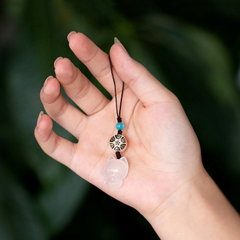 Nimara Ritual Natural Chalcedony Fox Harmony Phone Hanging Decoration