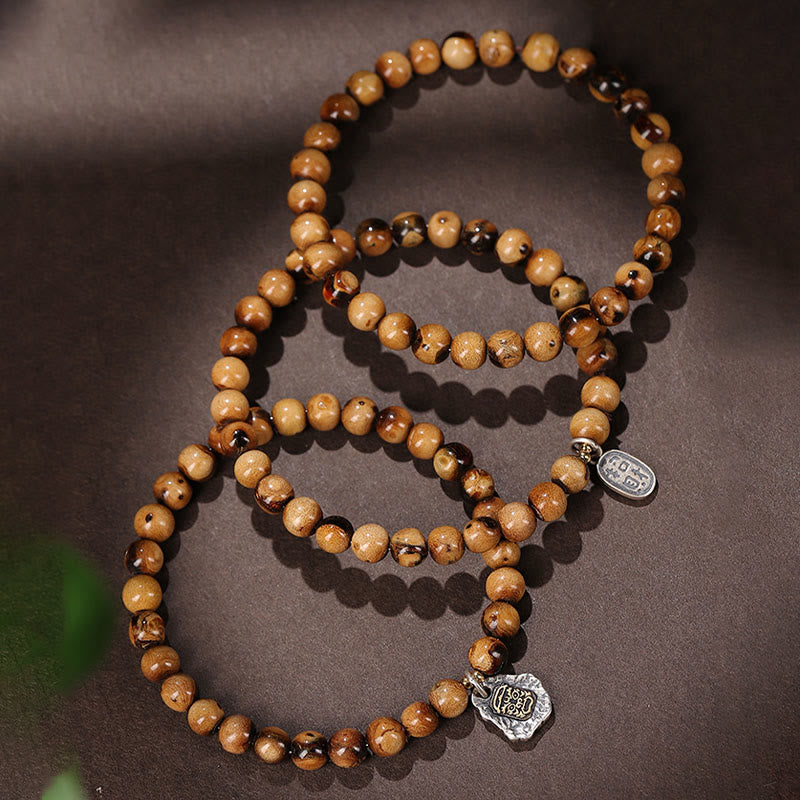 Nimara Ritual 925 Sterling Silver Natural Golden Sea Willow Zakiram Goddess of Wealth Lucky fortune Fu Character Success Bracelet