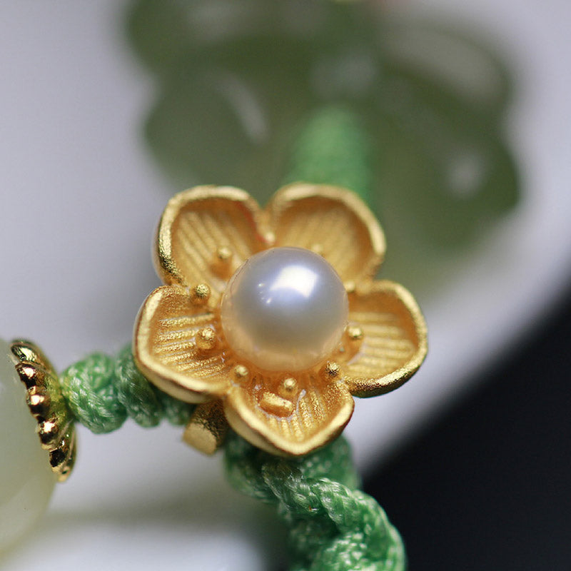 Nimara Ritual 925 Sterling Silver Jade Luck Flower Butterfly Bracelet