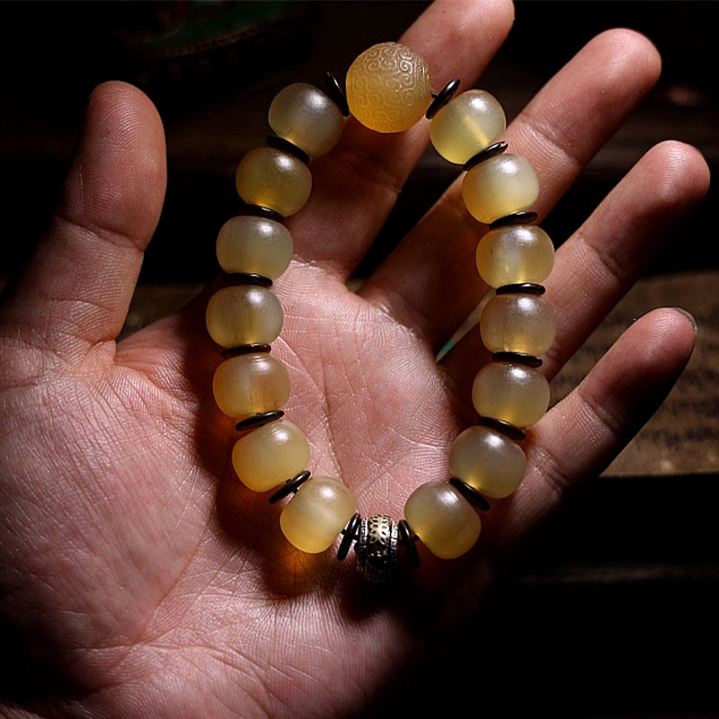 Nimara Ritual Handmade Tibetan Sheep Horn Om Mani Padme Hum Auspiciousness Bracelet