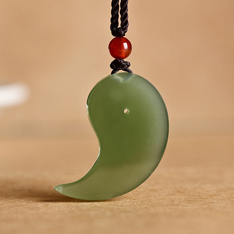 Nimara Ritual Yin Yang White Jade Cyan Jade Protection Blessing Necklace String Pendant