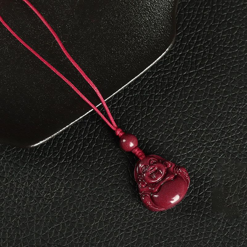 Nimara Ritual Laughing Buddha Cinnabar Blessing Necklace Pendant Phone Hanging Decoration Key Chain