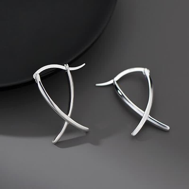 Nimara Ritual Geometric Cross Design Luck Hoop Earrings