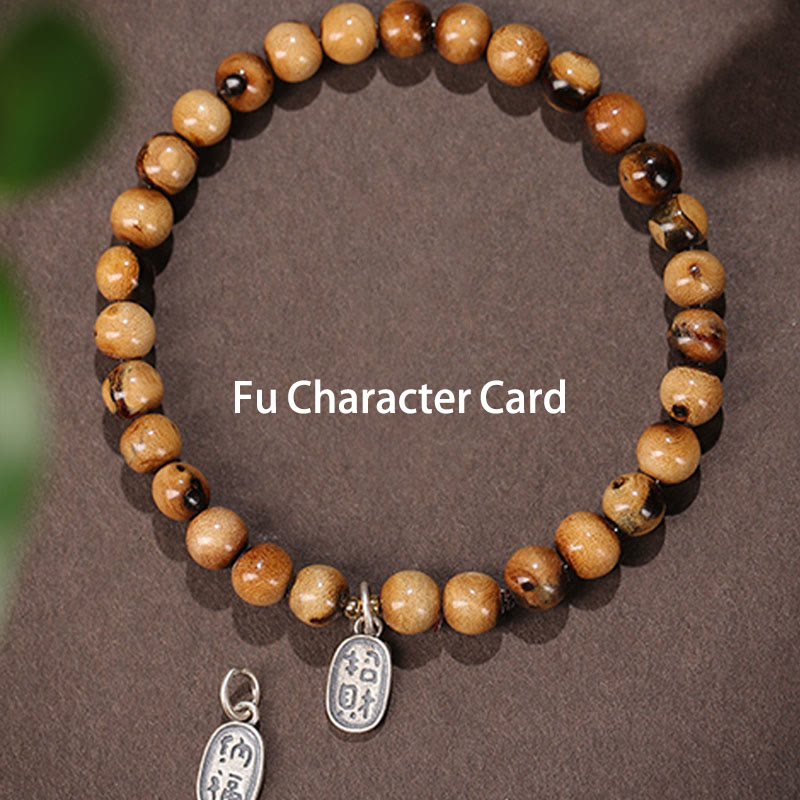 Nimara Ritual 925 Sterling Silver Natural Golden Sea Willow Zakiram Goddess of Wealth Lucky fortune Fu Character Success Bracelet