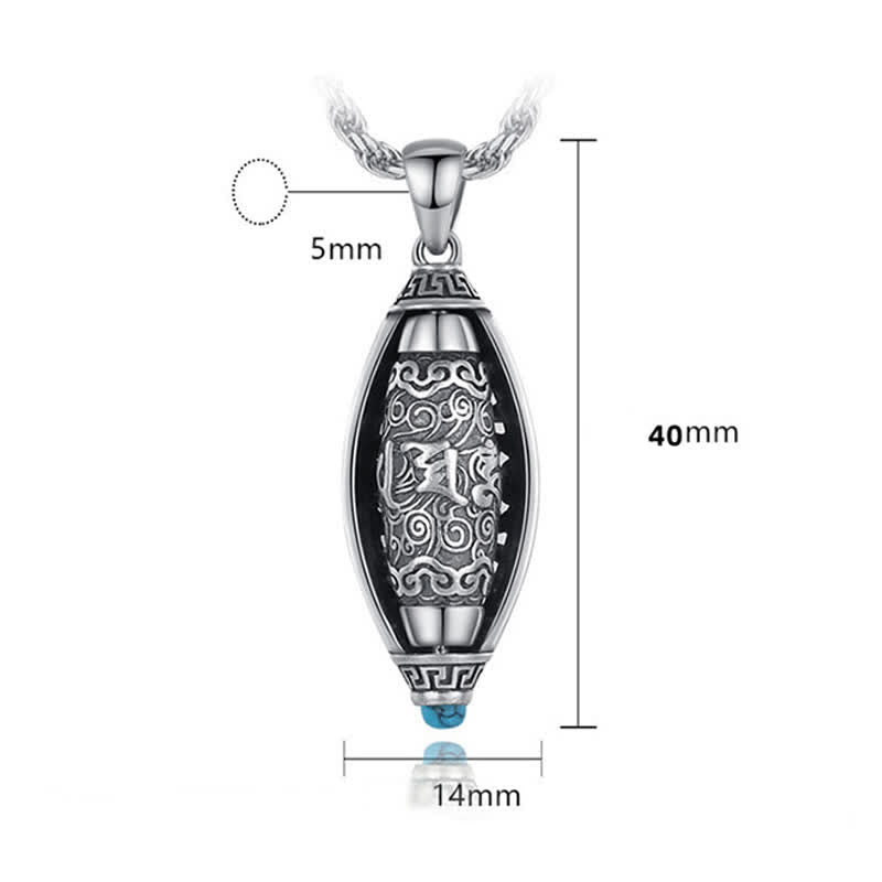 Nimara Ritual Tibet Om Mani Padme Hum Protection Necklace Rotatable Pendant