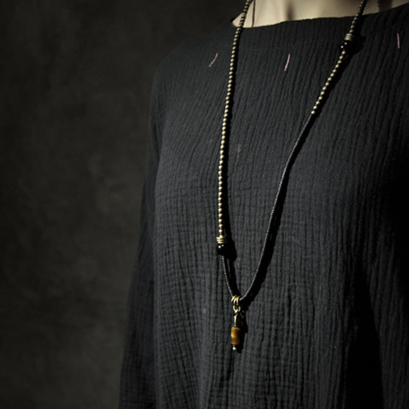 Nimara Ritual Ebony Wood Dzi Bead Copper Peace Couple Bracelet Necklace Pendant