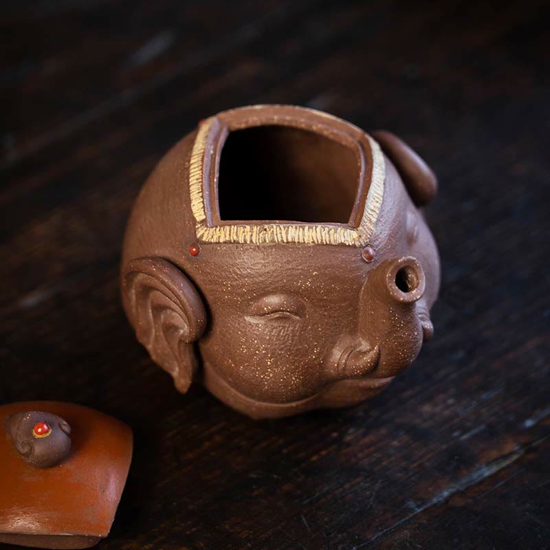 Nimara Ritual Cute Elephant Auspicious Clouds Purple Clay Ceramic Teapot