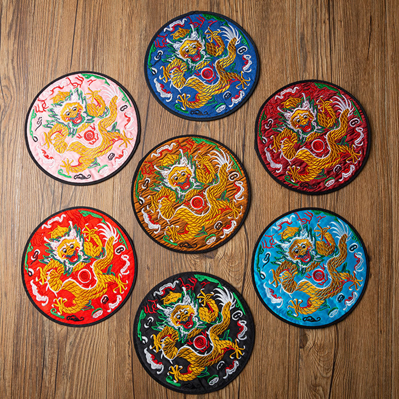 Nimara Ritual Dragon Embroidery Cup Mat Pad Tea Cup Coaster Kung Fu Tea Mat