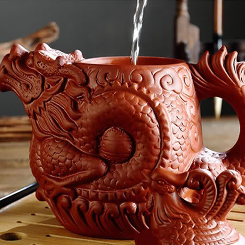 Nimara Ritual Vintage Dragon Phoenix Ceramic Teapot