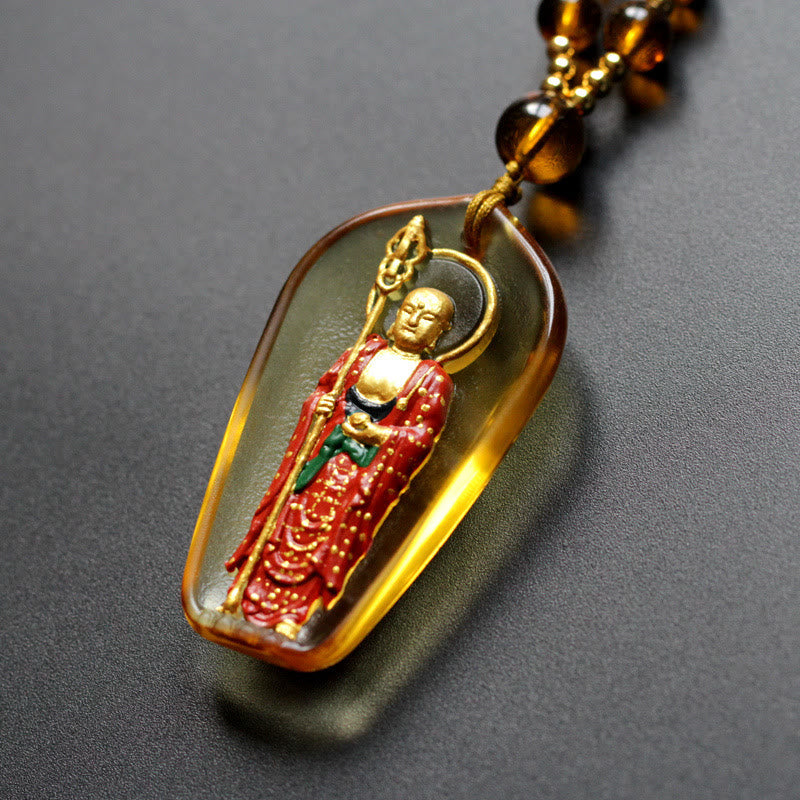 Nimara Ritual Ksitigarbha Buddha Liuli Crystal Compassion Amulet Necklace Pendant