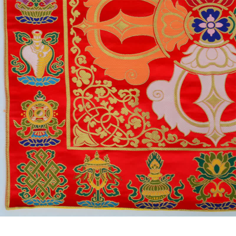 Nimara Ritual Flower Endless Knot Prayer Altar Mat Healing Meditation 8 Auspicious Symbols Mat Table Runner