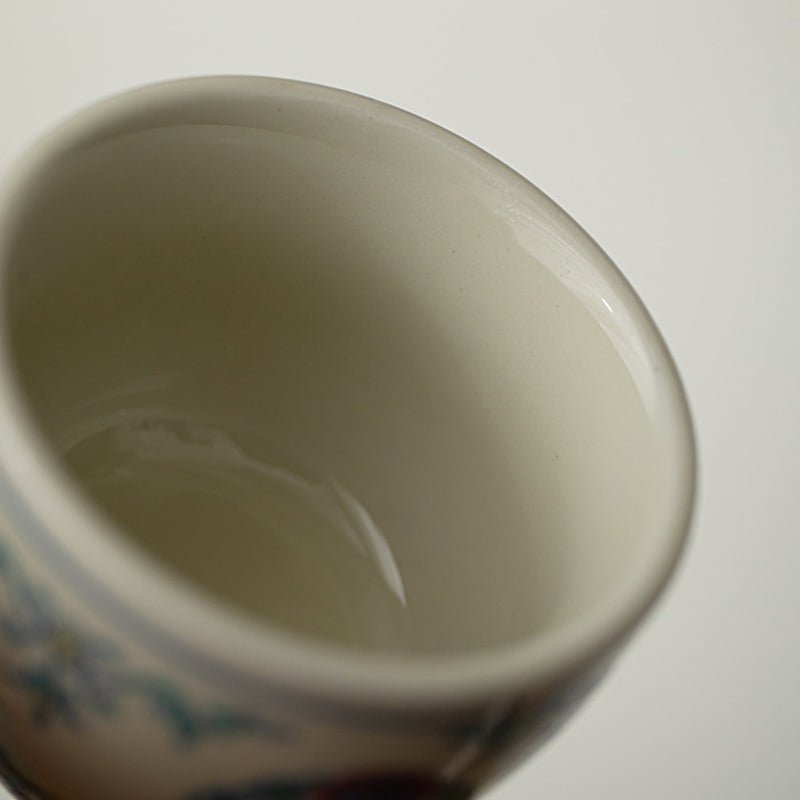 Nimara Ritual Koi Fish Arowana Peony Sunflower Ceramic Teacup Kung Fu Tea Cup 60ml