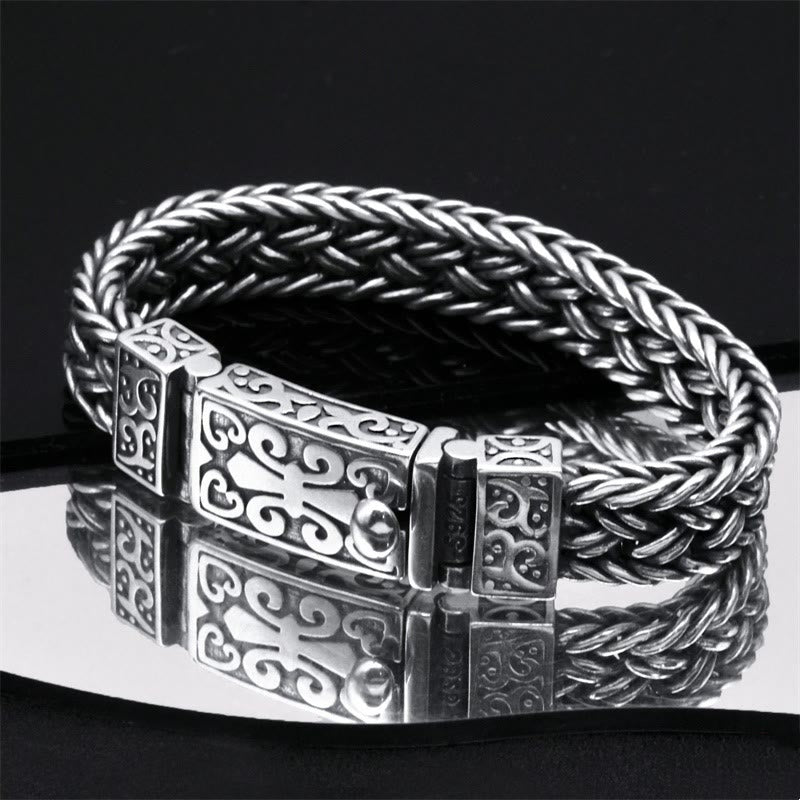 Nimara Ritual Retro Vine Totem Pattern Braided Healing Chain Bracelet
