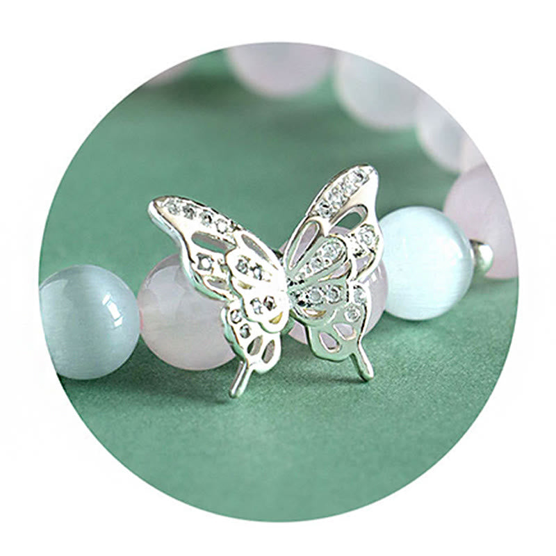 Nimara Ritual Blue Chalcedony Pink Crystal Purple Chalcedony Butterfly Energy Bracelet