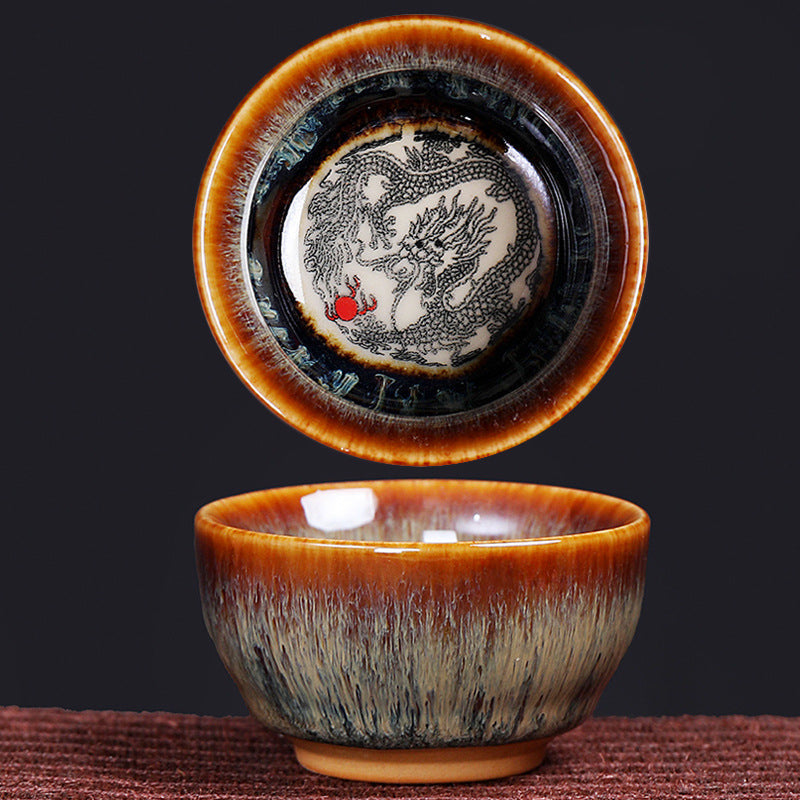 Nimara Ritual 12 Chinese Zodiac Pattern Ceramic Teacup Kung Fu Jian Chinese Zhan Tea Cup 73ml