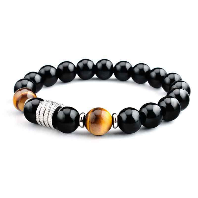 Nimara Ritual Natural Black Obsidian Tiger Eye Strength Fulfillment Bracelet