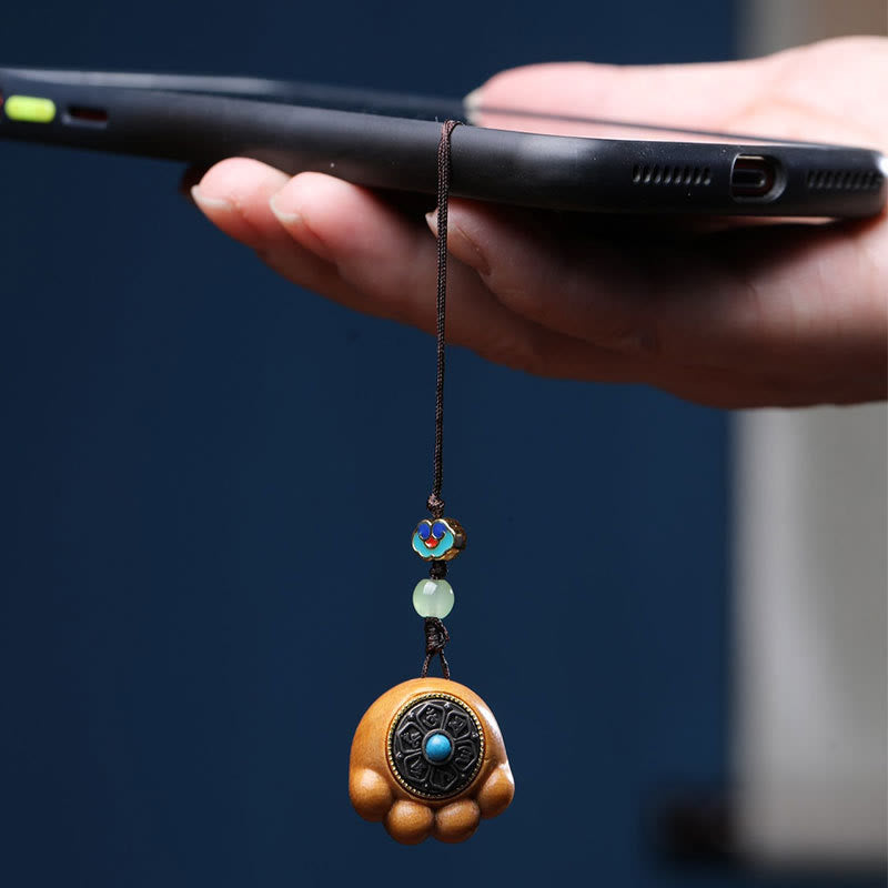 Nimara Ritual Sandalwood Small Leaf Red Sandalwood Green Sandalwood Lucky Cat Paw Claw Om Mani Padme Hum Protection Phone Hanging Decoration