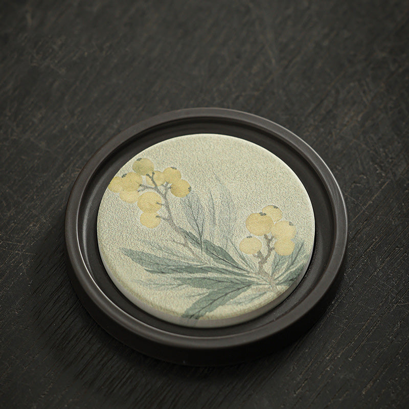 Nimara Ritual Plum Blossom Peach Heart Sutra Loquat Magnolia Persimmon Ceramic Cup Mat Pad Coaster Kung Fu Tea Mat