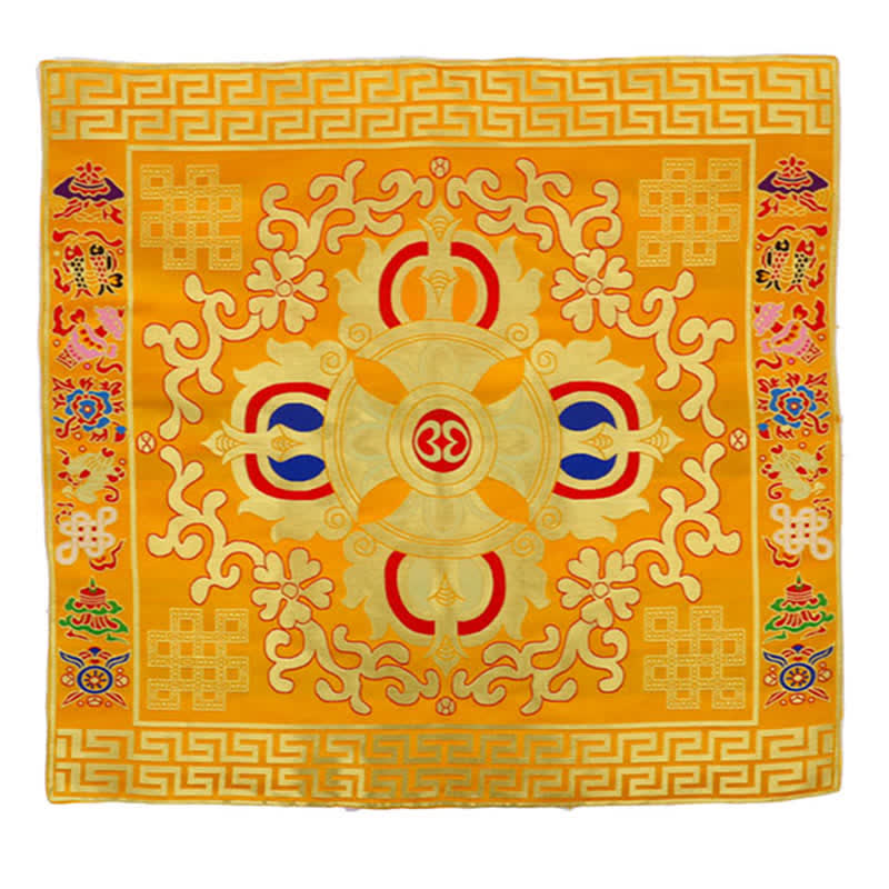 Nimara Ritual Flower Endless Knot Prayer Altar Mat Healing Meditation 8 Auspicious Symbols Mat Table Runner