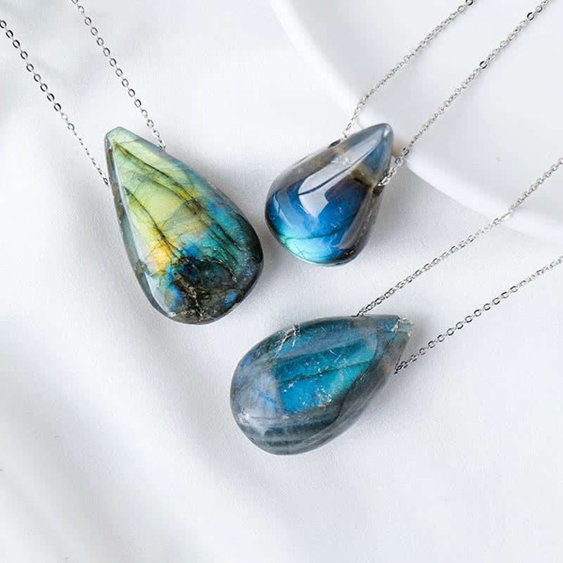 Nimara Ritual Labradorite Water Drop Support Healing Necklace Pendant