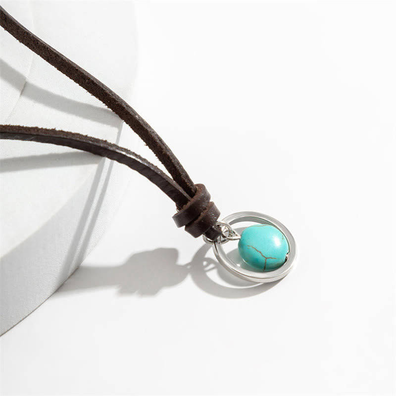 Nimara Ritual Round Turquoise Stone Protection Strength Necklace Pendant