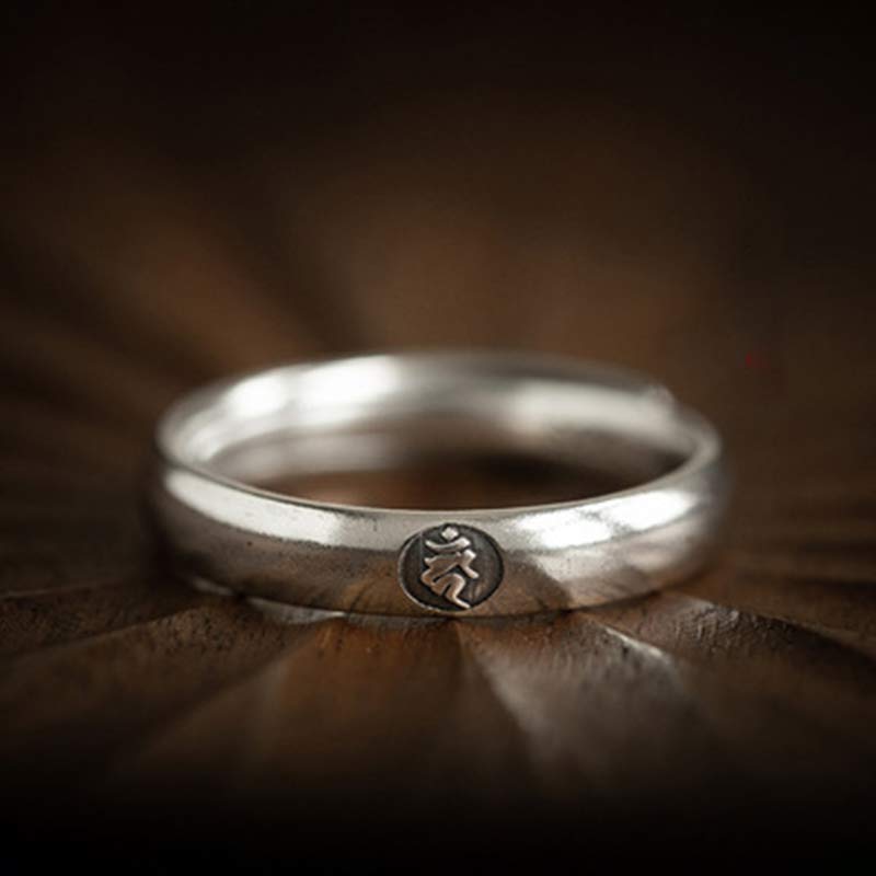 Nimara Ritual 925 Sterling Silver Chinese Zodiac Natal Buddha Blessing Couple Ring