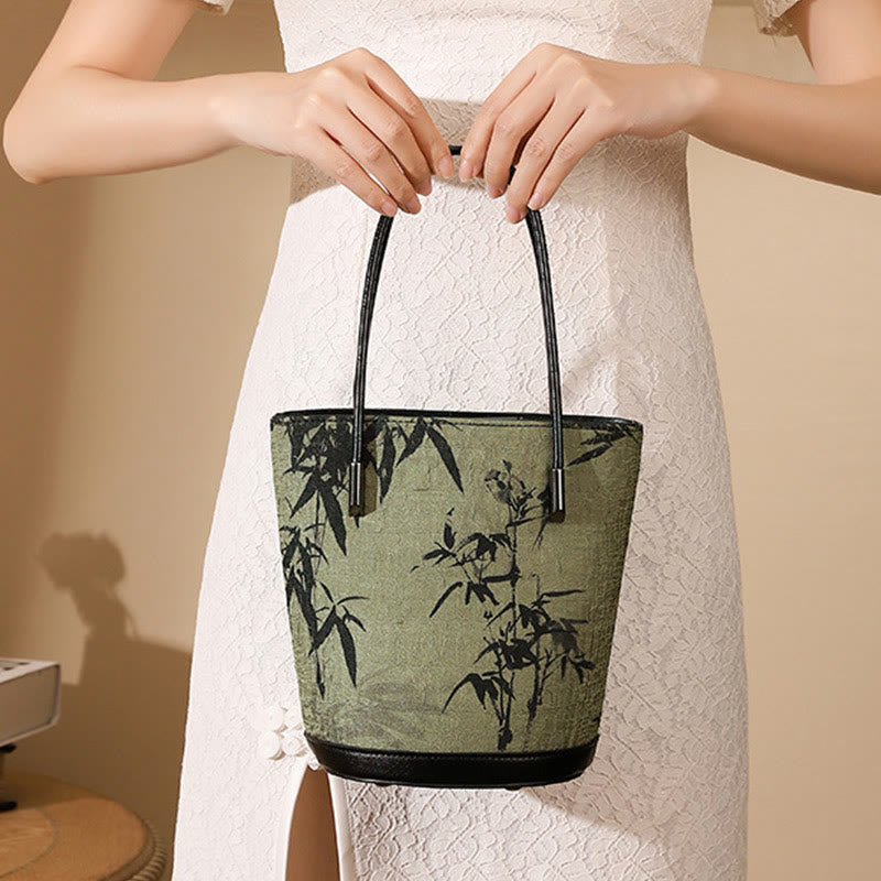 Nimara Ritual Green Bamboo Print Vintage Crossbody Bag Handbag