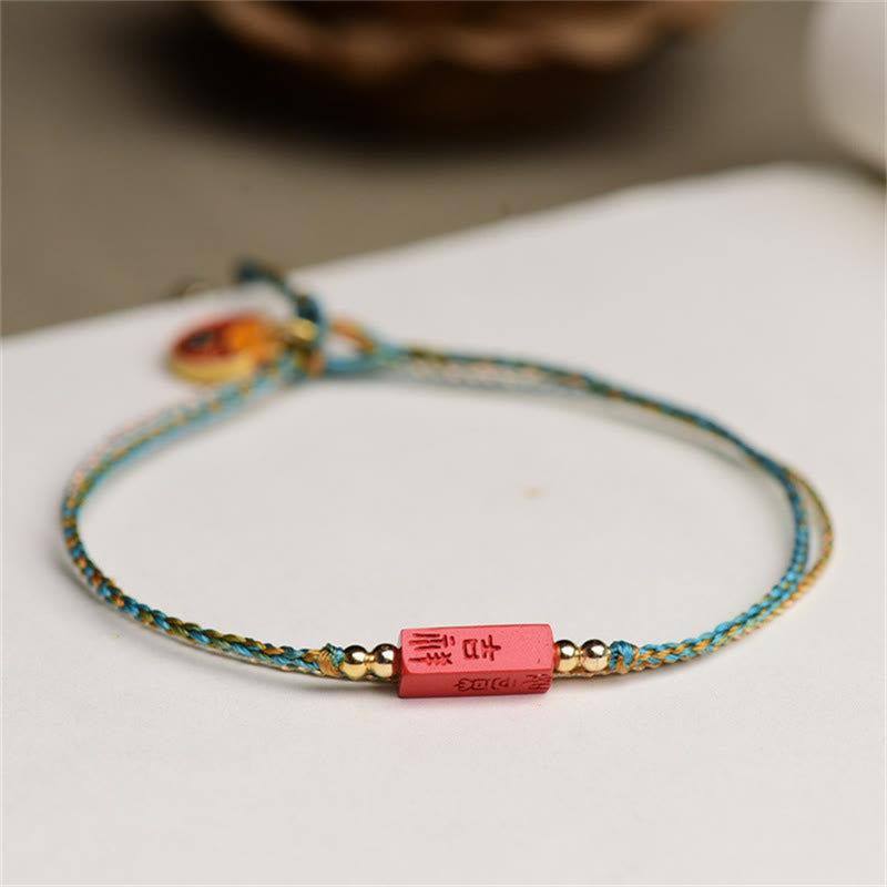 Nimara Ritual Handmade Cinnabar As One Wishes Blessing Braid Double Layer Bracelet