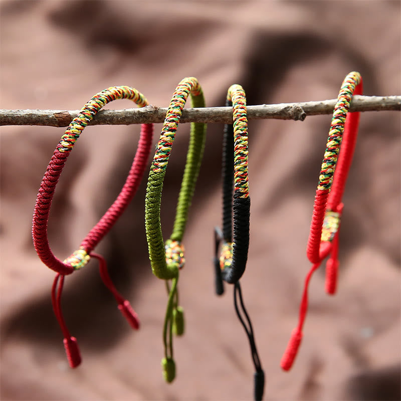 Nimara Ritual Tibetan Handmade Multicolor King Kong Knot Luck Strength Braided Bracelet