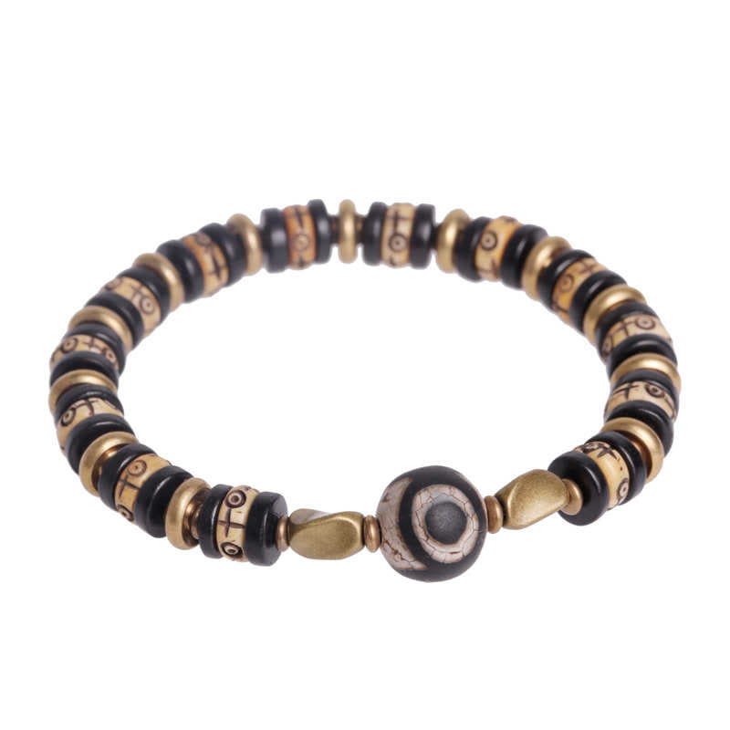 Nimara Ritual Tibetan Bone Beads Ebony Wood Strength Bracelet