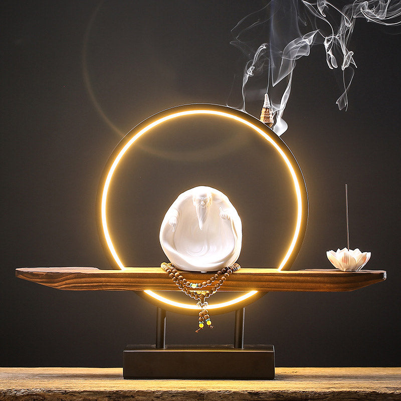 Nimara Ritual Buddha Avalokitesvara Ceramic Lotus Relaxation Incense Burner Decoration