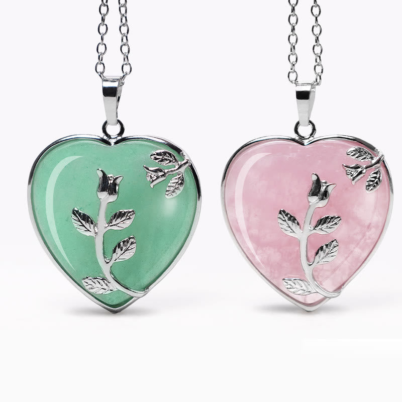 Nimara Ritual Natural Healing Crystals Heart Pendant Necklaces