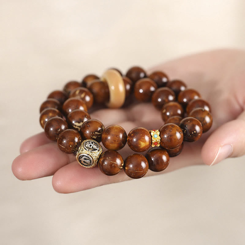 Nimara Ritual Tibetan Natural Purple Gold Rat Bodhi Seed Wealth Double Wrap Bracelet