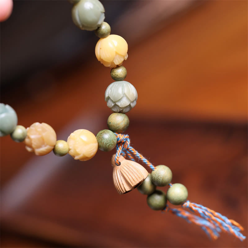 Nimara Ritual Bodhi Seed Lotus Green Sandalwood Wisdom Harmony Bracelet