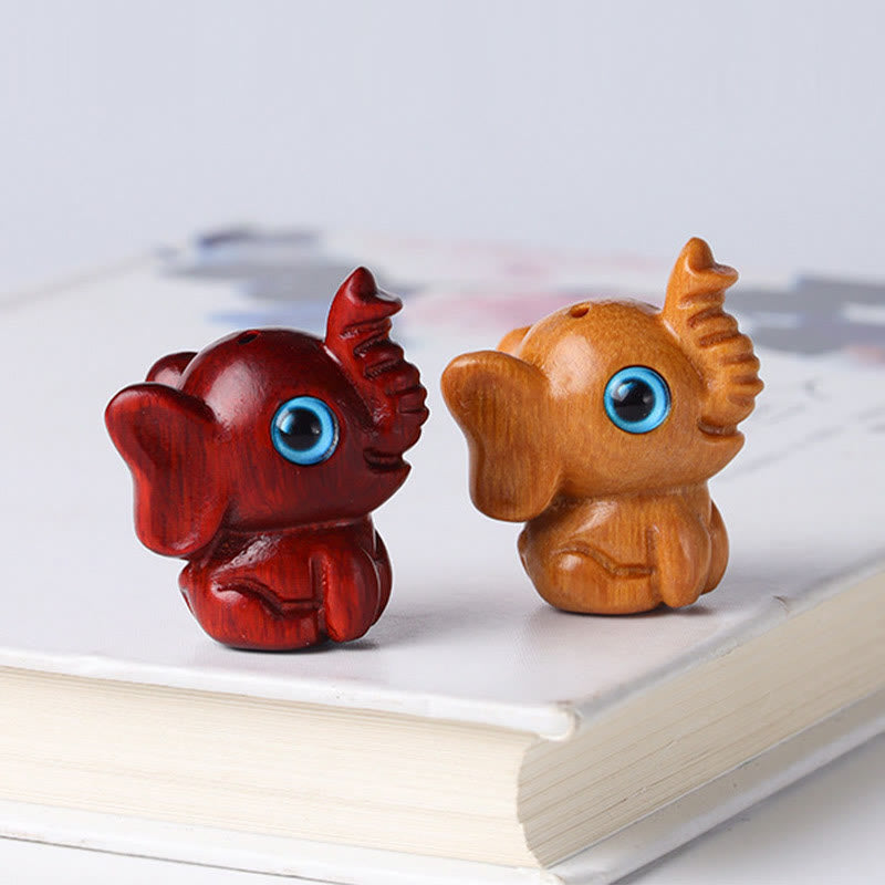 Nimara Ritual Sandalwood Small Leaf Red Sandalwood Green Sandalwood Lucky Mini Elephant Carved Protection Decoration
