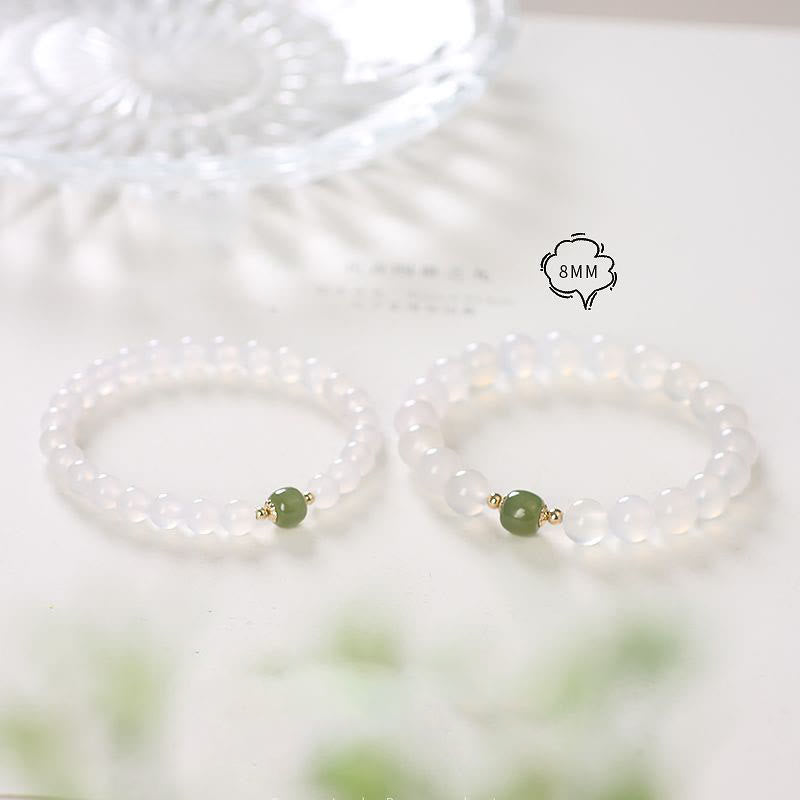 Nimara Ritual Natural White Agate Jade Luck Bracelet