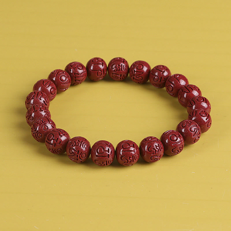 Nimara Ritual Natural Double PiXiu Cinnabar Om Mani Padme Hum Wealth Luck Bead Bracelet