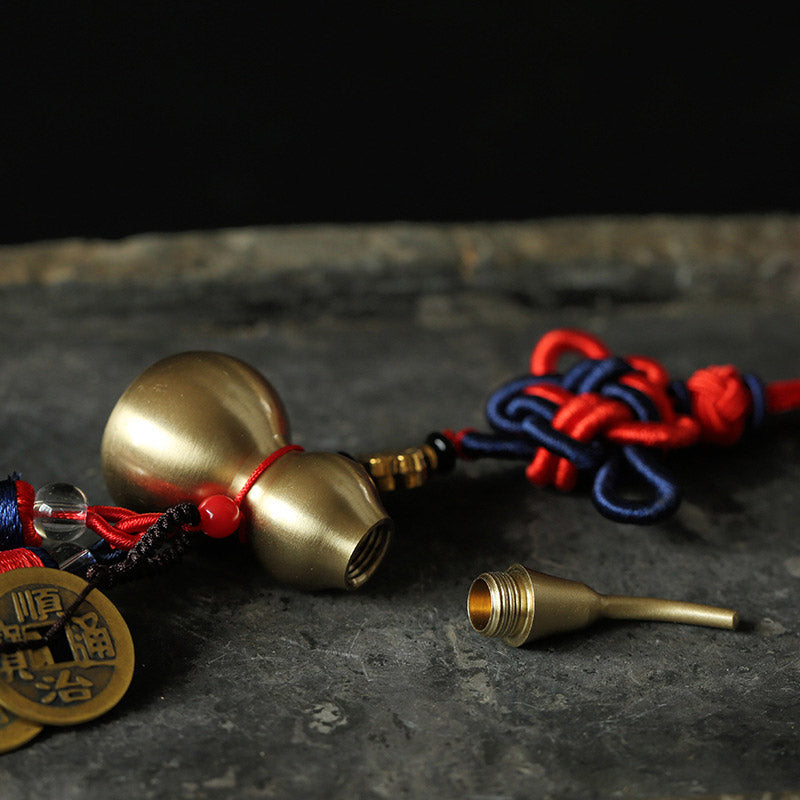 Nimara Ritual Feng Shui Wu Lou Gourd Ancient Chinese Coins Wealth Car Hanging Decoration