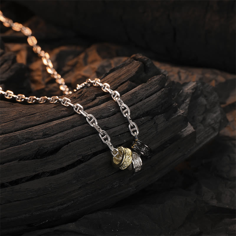 Nimara Ritual 925 Sterling Silver Retro Tang Dynasty Flower Design Luck Energy Chain Necklace Pendant
