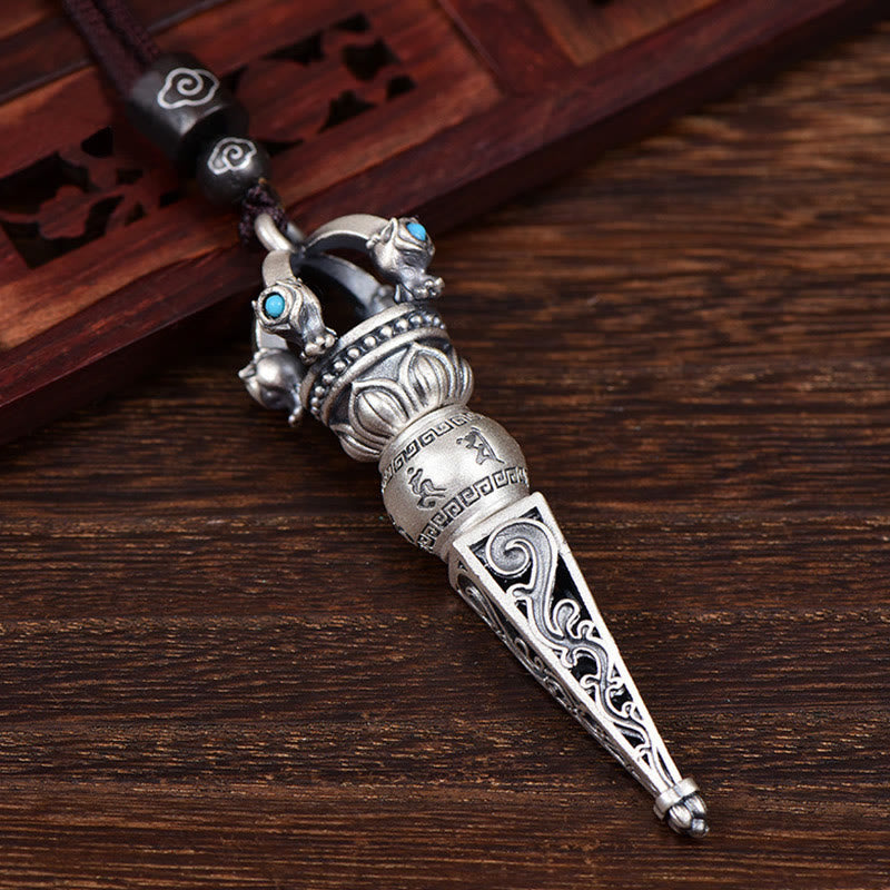 Nimara Ritual Tibetan Om Mani Padme Hum Dorje Vajra Design Wisdom Rotatable Necklace Pendant