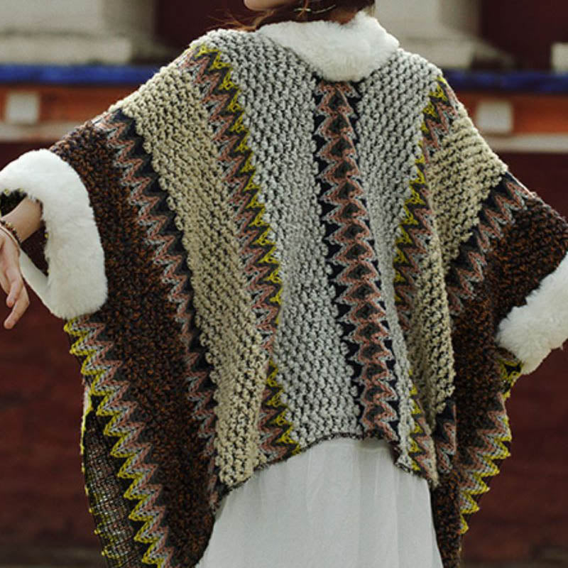Nimara Ritual Tibetan Multicolored Striped Shawl Winter Cozy Travel Scarf Wrap