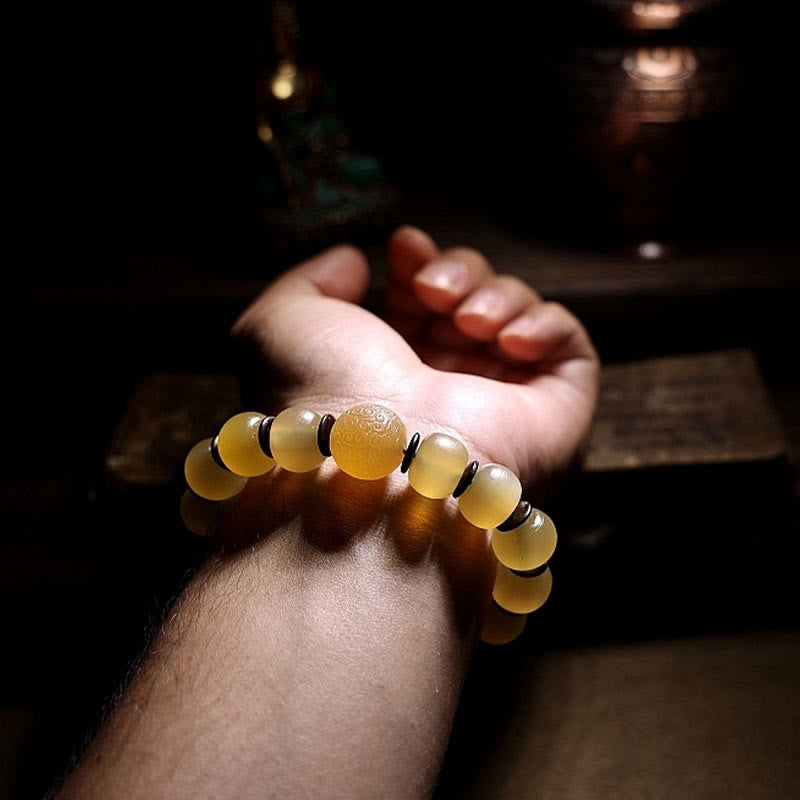 Nimara Ritual Handmade Tibetan Sheep Horn Om Mani Padme Hum Auspiciousness Bracelet