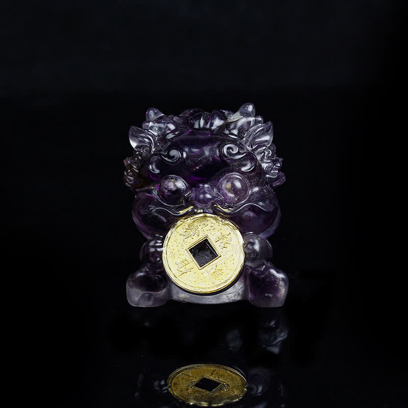 Nimara Ritual Handmade Cute PiXiu Gold Coin Crystal Fengshui Energy Wealth Fortune Home Decoration