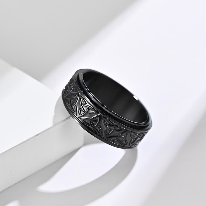 Nimara Ritual Triangle Knot Triquetra Titanium Steel Calm Rotatable Ring