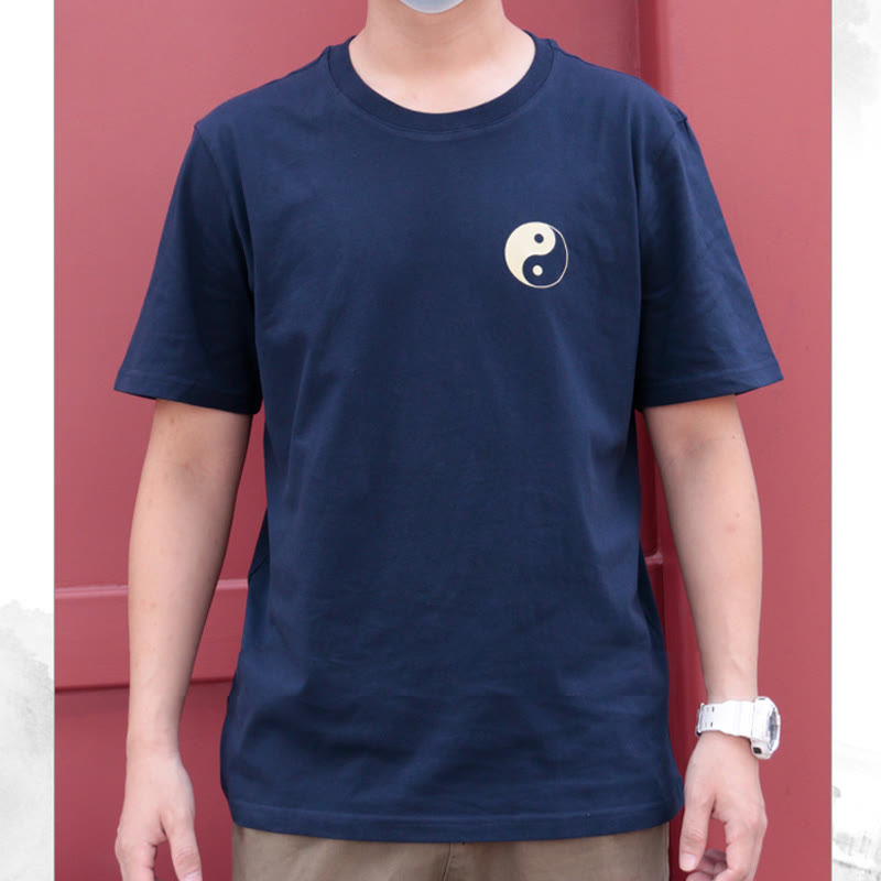 Nimara Ritual Men's Summer Round Neck Short Sleeve Yin Yang Cotton T-Shirt