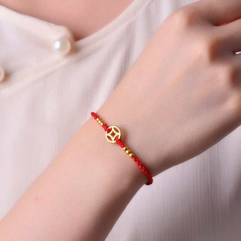 Nimara Ritual Copper Coin Strength Braided String Bracelet Anklet
