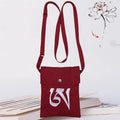 Nimara Ritual Handmade OM Mantra Embroidered Spiritual Mind Practice Cotton Crossbody Bag Shoulder Bag Cellphone Bag