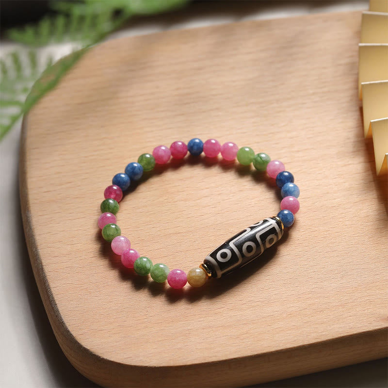Nimara Ritual Tibetan Tiger Eye Tourmaline Nine-Eye Dzi Bead Protection Bracelet