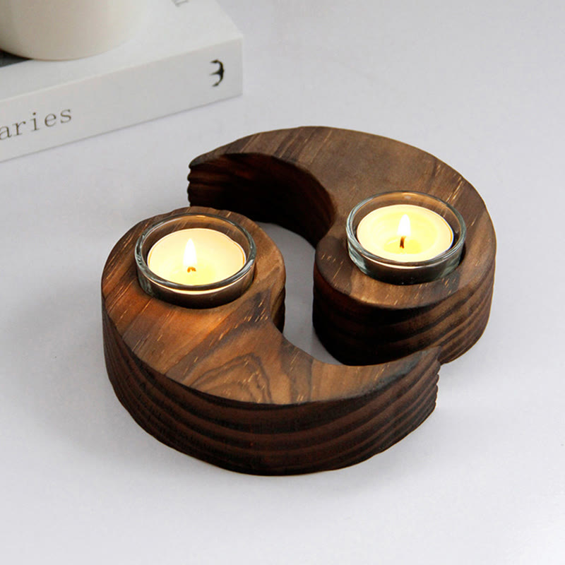 Nimara Ritual Yin Yang Wood Candle Holder Meditation Rituals Use Items